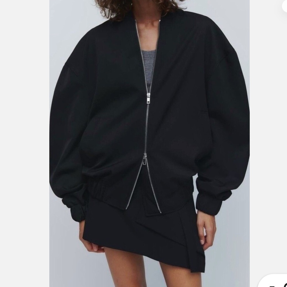 Zara Women’s Limited Edition Oversized Black Bomber Jacket Size M